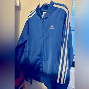 Adidas Blue and white  training jacket Boys size 6 . Great condition